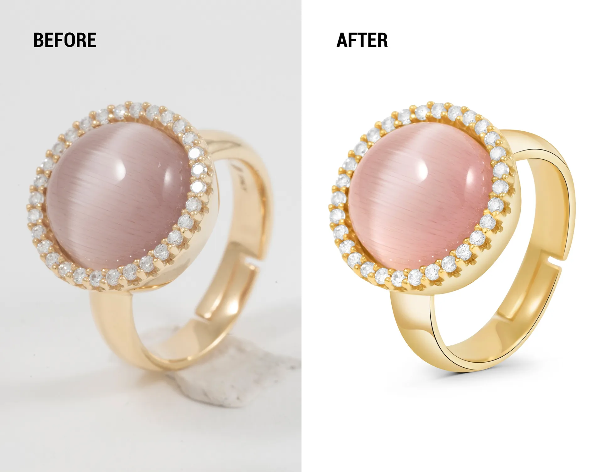 Jewelry Retouching: Shadows, Dust, color correction and Reflections After